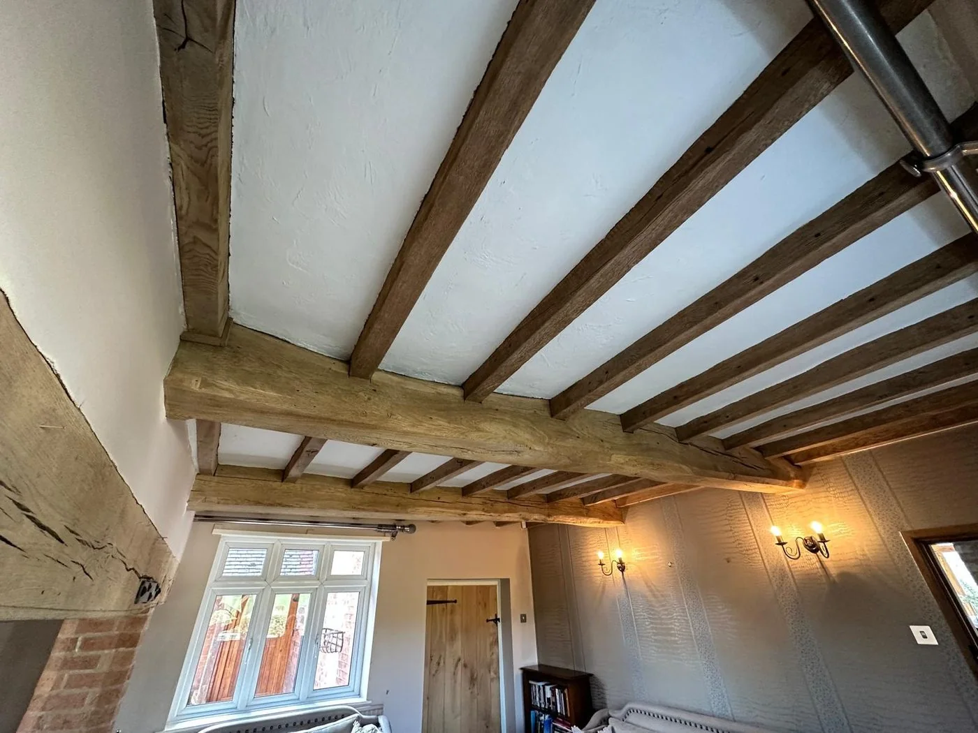 Additional restored view of period cottage oak beam texture and natural grain