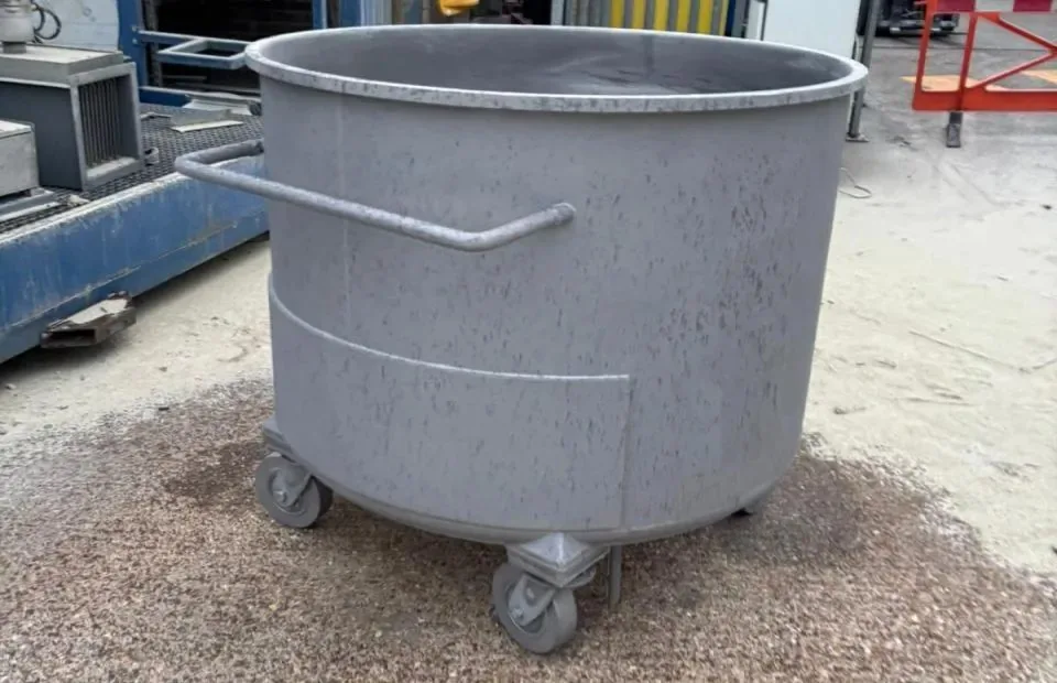Steel container after careful cleaning, with a more uniform prepared surface ready for protective recoating.