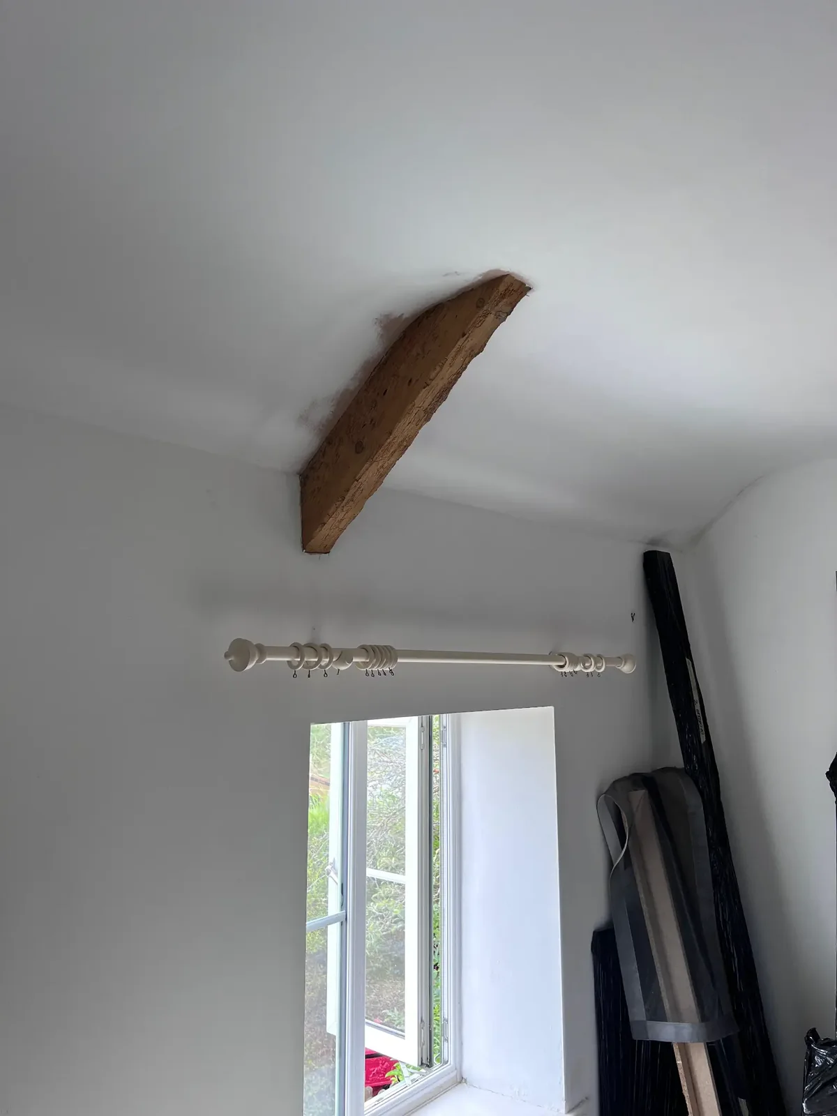 Close view of restored interior timber showing natural grain and period character