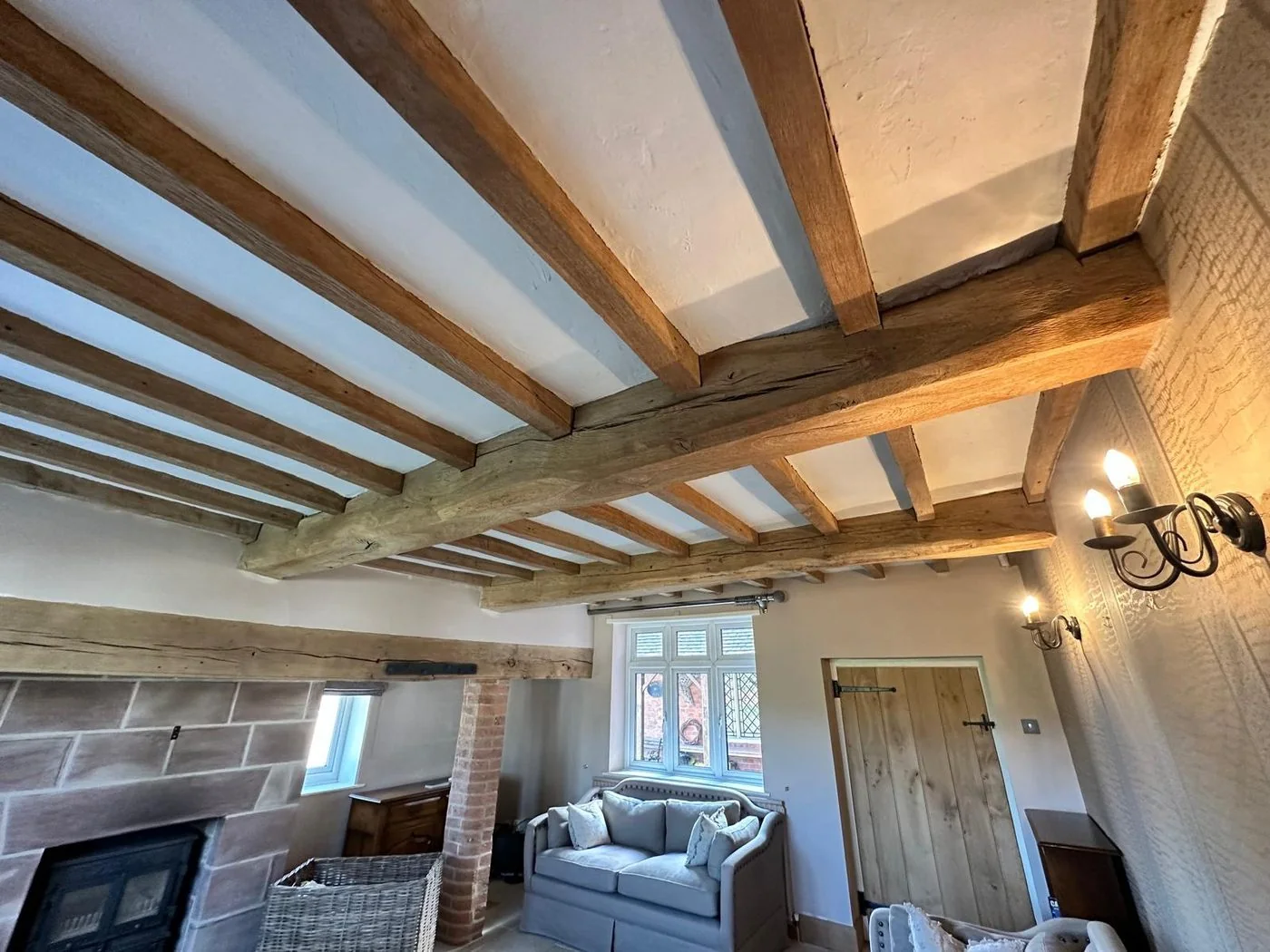 Second oak beam project after restoration with natural timber grain and character revealed